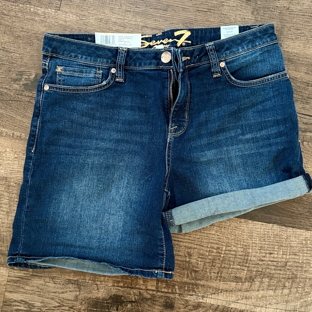 Seven7 Women's Dark Blue Jean Shorts